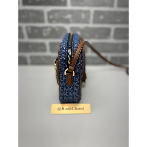 Michael Kors Chain Crossbody Denim Multi Zip Xbody Messenger Signature Blue MK - Picture 4 of 9